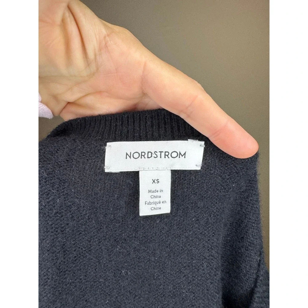 Nordstrom Womens Navy Blue 100% Cashmere Crewneck Long Sleeve Sweater XS RN58665